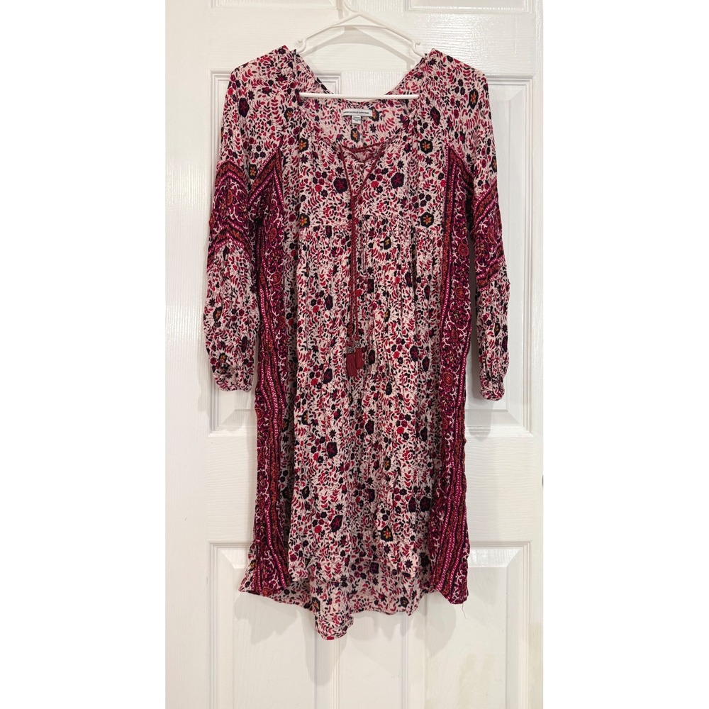 American Eagle Outfitters Floral Print Tassel Tie Long Sleeve Dress
